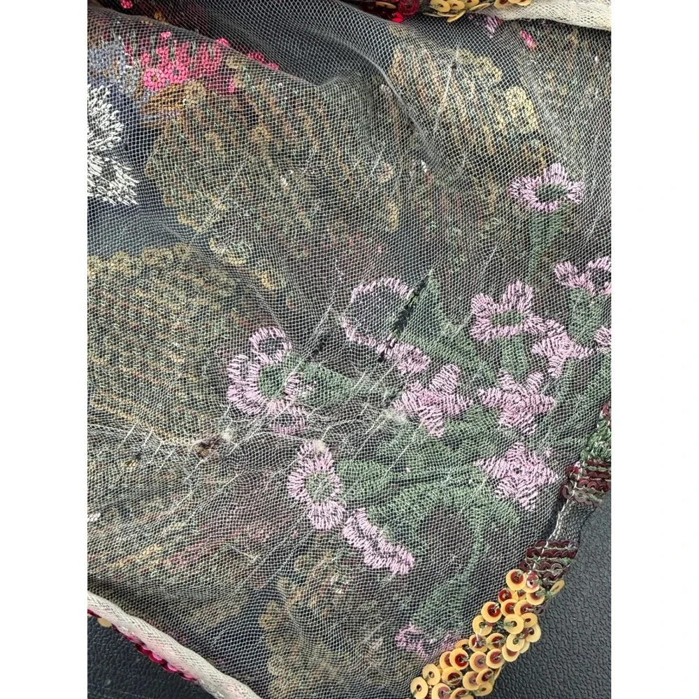 Bronx & Banco Dahlia Gown Strapless Floral Sequin Mesh Dress Multi Color Size L - Picture 6 of 6